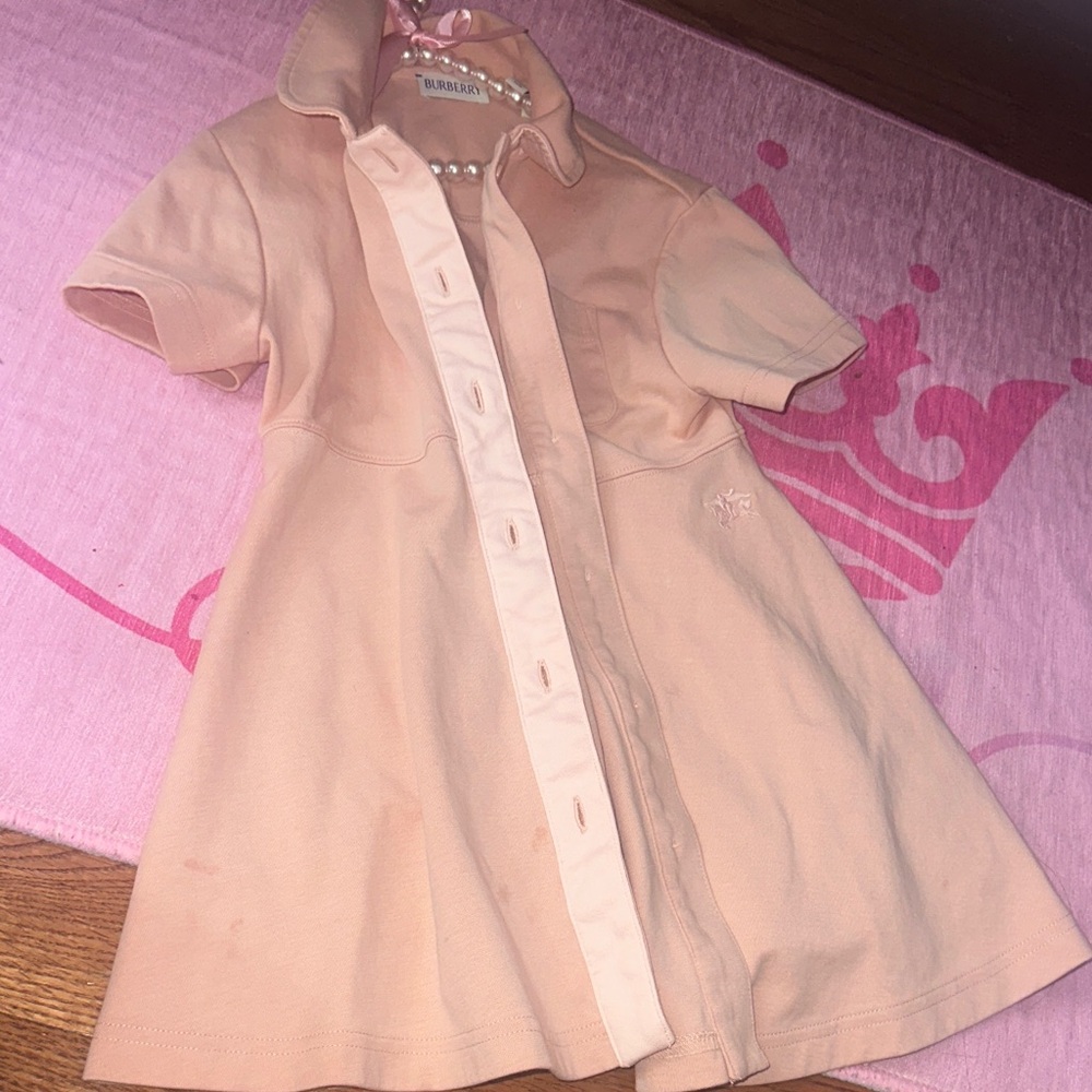 2 items- 
Burberry Light Peach Button-Down Dress & Sandals (size 7)